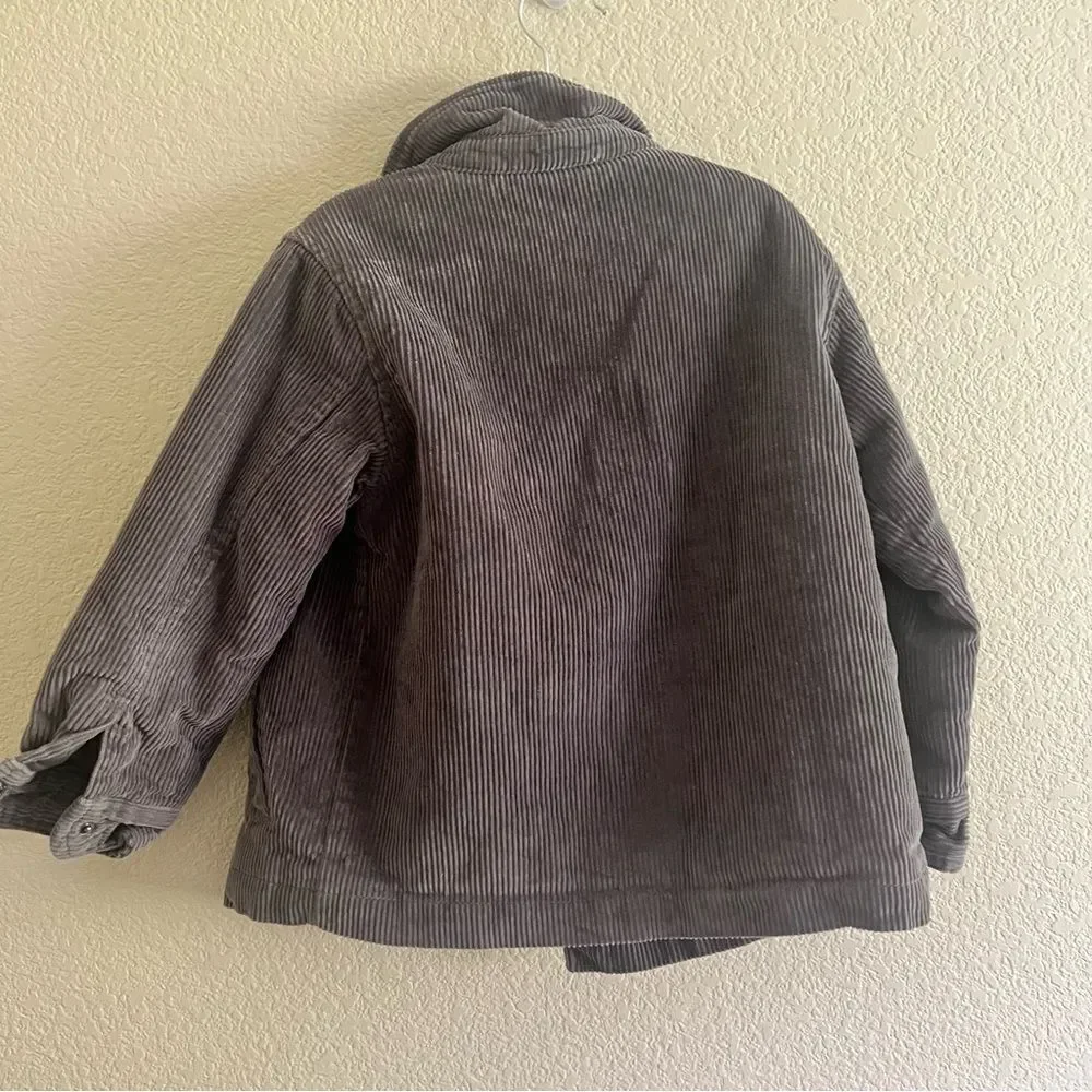 Old Navy Kids Cotton Corduroy Jacket 5T Gray Fleece Lined EUC
